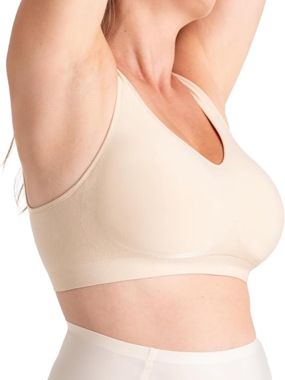 SHAPERMINT Bra for Women, Full Coverage Wirefree Bralette with Support Beige M